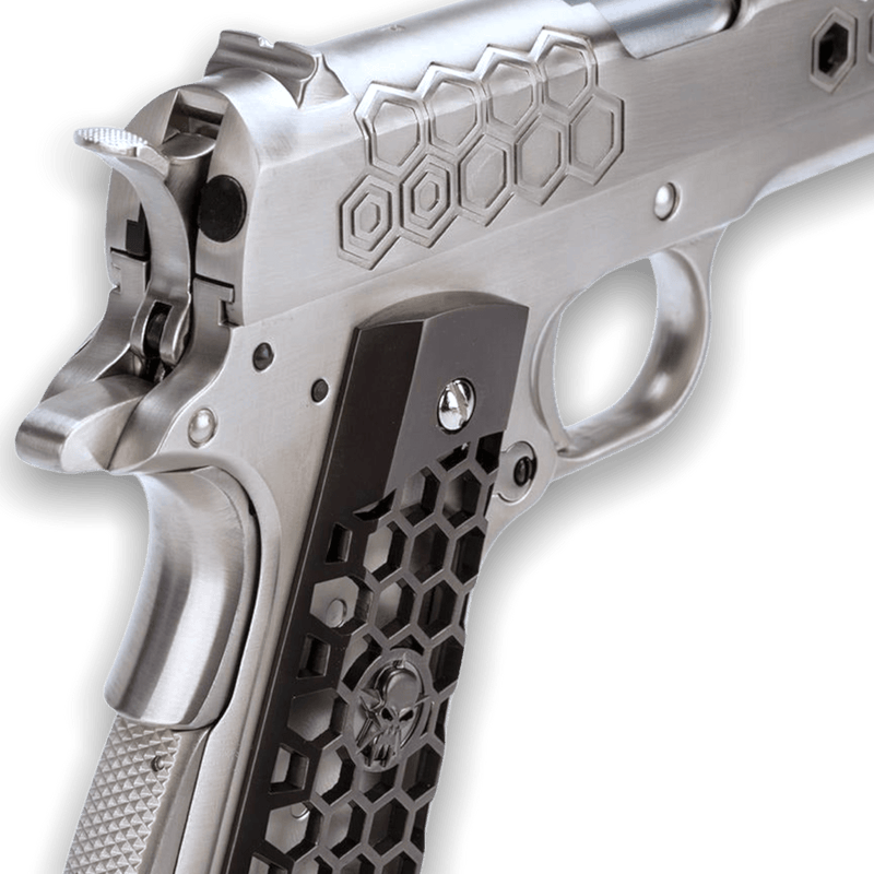 WE Tech 1911 Hex Cut Gelsoft Gas Blowback Pistol - Silver - Tactical Edge Hobbies