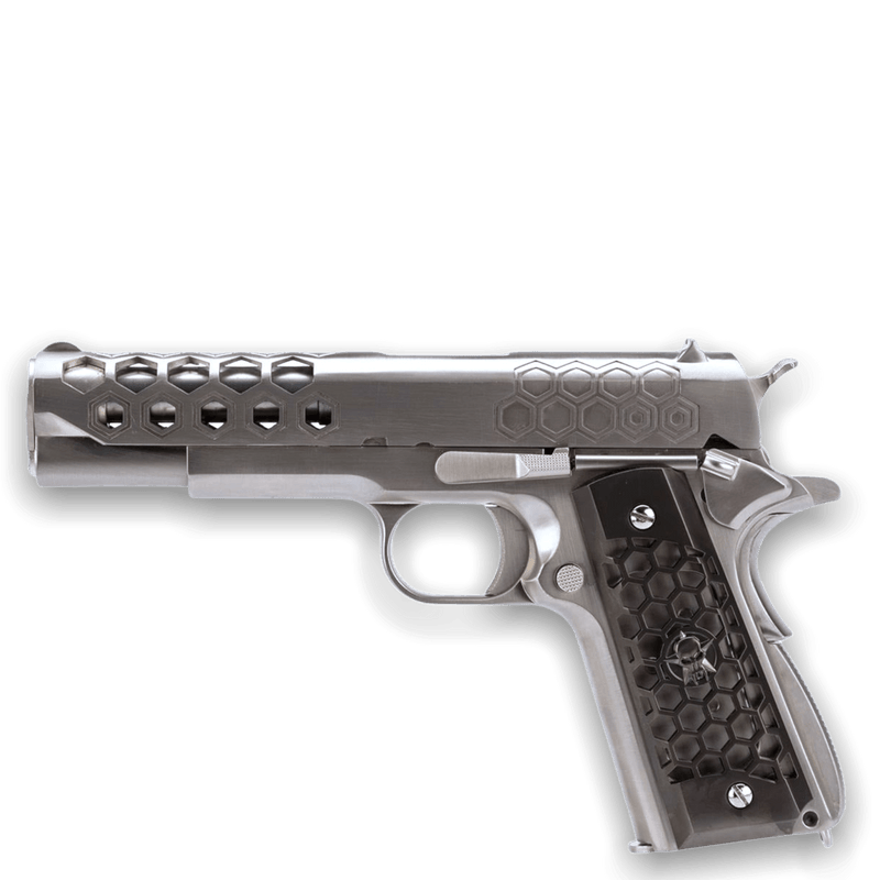 WE Tech 1911 Hex Cut Gelsoft Gas Blowback Pistol - Silver - Tactical Edge Hobbies